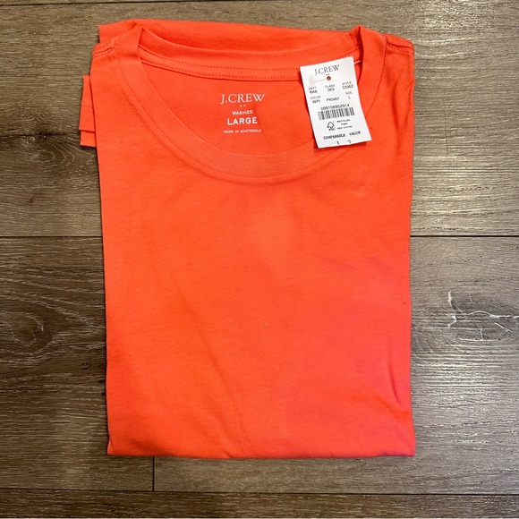 NWT JCrew Factory cotton tshirt size large. Neon salmon red orange - Picture 1 of 1